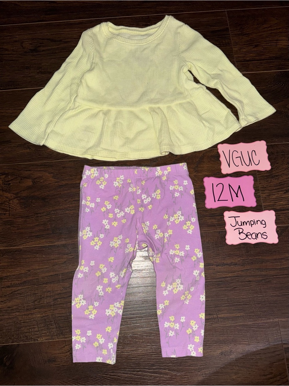 jumping beans Lavender Floral Leggings with Yellow Daisy Print